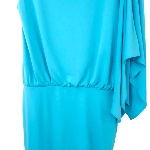 Max And Cleo One Shoulder Flowy Sleeve Dress Womens Size 4 Above Knee Stretchy - Picture 15 of 16